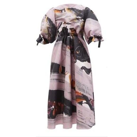 Roksanda Ilincic Dresses & Skirts - Roksanda EOS Puff Sleeve Moire Dress Size 6 Casual midi short sleeve